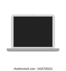 laptop computer icon with blank dark screen isolated on white background. vector illustration