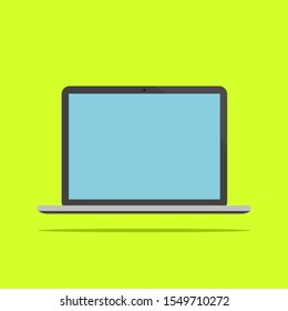 laptop computer icon with blank screen on green background. vector illustration