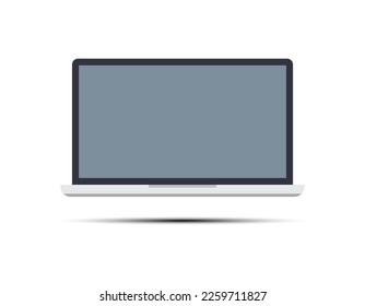 Icono de ordenador portátil con pantalla en blanco aislada en fondo blanco. Ilustración del vector EPS10
