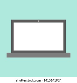 laptop computer icon with blank white on green background. vector illustration