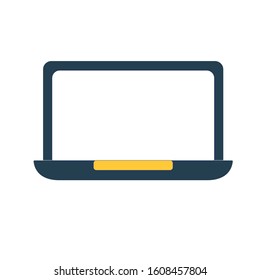 Laptop computer icon with blank white screen on white color background. Vector illustration