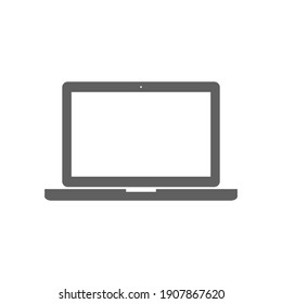 laptop computer icon with blank white screen isolated on white background. vector illustration