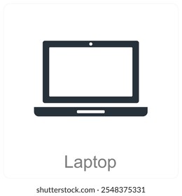 Concepto del icono del ordenador portátil y del ordenador