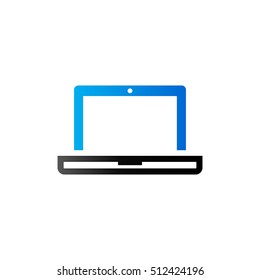 Laptop computer icon in duo tone color. Electronic digital display