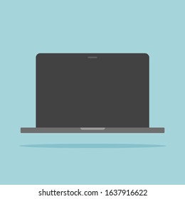 Laptop computer icon flat or cartoon pc symbol vector illustration isolated