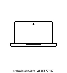 laptop computer icon, line vector isolated on white background. trendy and modern design