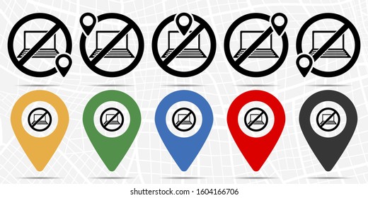 Laptop computer icon in location set. Simple glyph, flat illustration element of universal theme icons