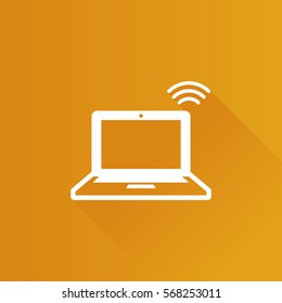 Laptop computer icon in Metro user interface color style. Electronic digital display