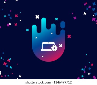 Laptop computer icon. Notebook Service sign. Portable personal computer symbol. Cool banner with icon. Abstract shape with gradient. Vector