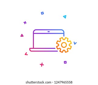 Laptop computer icon. Notebook Service sign. Portable personal computer symbol. Gradient line button. Notebook Service icon design. Colorful geometric shapes. Vector