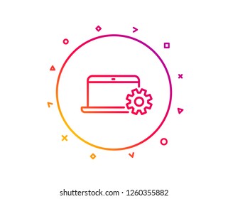 Laptop computer icon. Notebook Service sign. Portable personal computer symbol. Gradient pattern line button. Notebook Service icon design. Geometric shapes. Vector