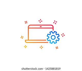 Laptop computer icon. Notebook Service sign. Portable personal computer symbol. Gradient design elements. Linear notebook Service icon. Random shapes. Vector