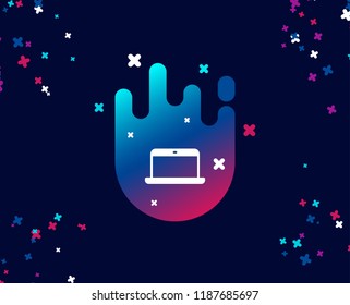 Laptop computer icon. Notebook sign. Portable personal computer symbol. Cool banner with icon. Abstract shape with gradient. Vector