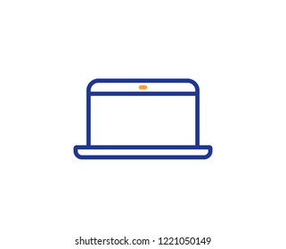 Laptop computer icon. Notebook sign. Portable personal computer symbol. Colorful outline concept. Blue and orange thin line color icon. Laptop Vector