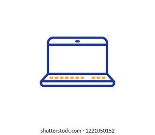 Laptop computer icon. Notebook sign. Portable personal computer symbol. Colorful outline concept. Blue and orange thin line color icon. Notebook Vector