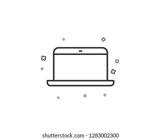 Laptop computer icon. Notebook sign. Portable personal computer symbol. Geometric shapes. Random cross elements. Linear Laptop icon design. Vector