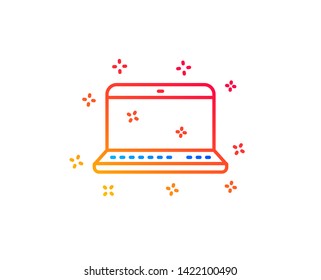 Laptop computer icon. Notebook sign. Portable personal computer symbol. Gradient design elements. Linear notebook icon. Random shapes. Vector
