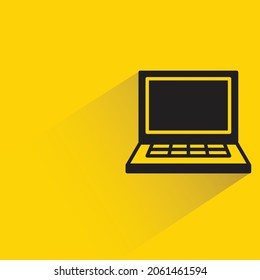 laptop computer icon on yellow background vector