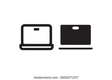 Laptop computer icon in outline and solid Vector