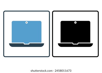 ícono de ordenador portátil. ícono relacionado con el ordenador. adecuado para Sitio web, App, interfaces de usuario, imprimible, etc. estilo de ícono sólido. diseño de Vector simple editable