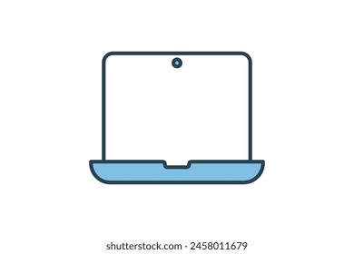 laptop computer icon. icon related to computer. suitable for web site, app, user interfaces, printable etc. flat line icon style. simple vector design editable