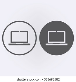 Laptop computer icon set in circle . Vector illustration