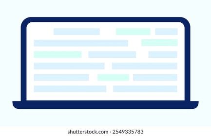 A laptop computer icon that displays a multitude of lines on its screen