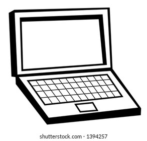 laptop computer illustration in black and white