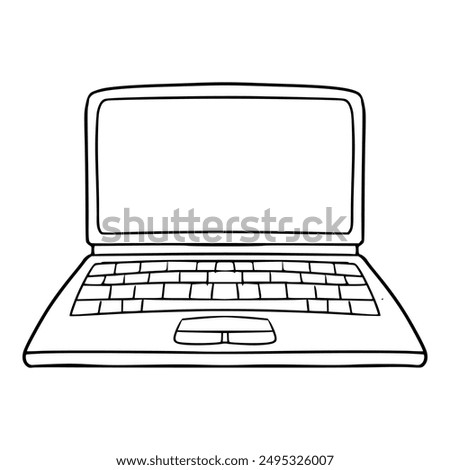 laptop computer illustration hand drawn outline isolated vector