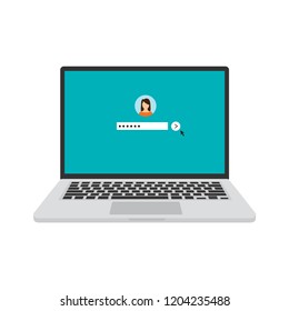 Laptop, Computer, Information Technology, PC, Login Screen Vector Illustration