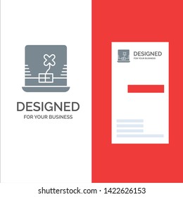 Laptop, Computer, Ireland Grey Logo Design and Business Card Template