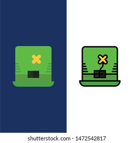 Laptop, Computer, Ireland  Icons. Flat and Line Filled Icon Set Vector Blue Background
