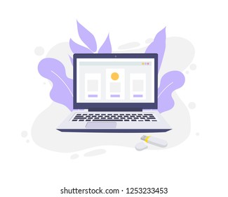 Laptop computer isolated icon. Laptop flat illustration.