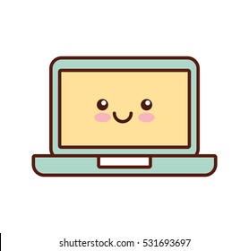 laptop computer isolated kawaii style icon vector illustration design