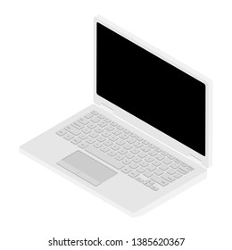 Laptop computer isometric view isolated on white background