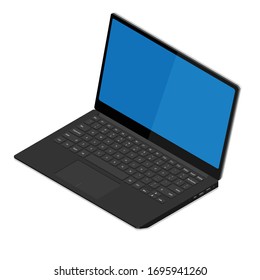 Laptop computer isometric view isolated on white background