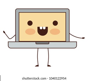 laptop computer kawaii character