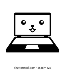 laptop computer kawaii character