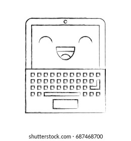 laptop computer kawaii character