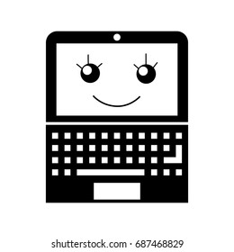 laptop computer kawaii character