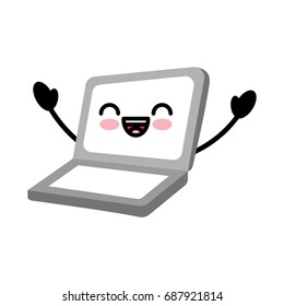 laptop computer kawaii character