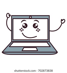 Laptop Computer Kawaii Character Stock Vector (Royalty Free) 702873838 ...