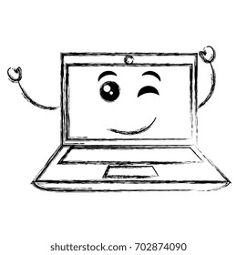 laptop computer kawaii character