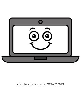 laptop computer kawaii character