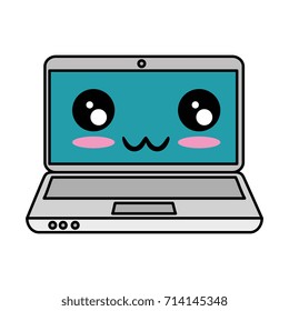 laptop computer kawaii character