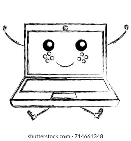 laptop computer kawaii character