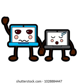laptop computer kawaii character device