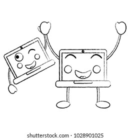 laptop computer kawaii character device