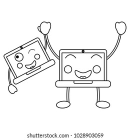 laptop computer kawaii character device