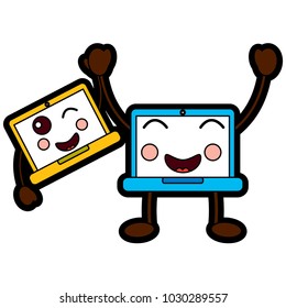 laptop computer kawaii character device